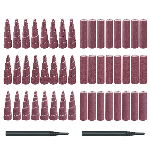 Sysarua 50Pcs 2 Inch Sand Paper Abrasive Cartridge Rolls, Cone Cylinder Rotary Flap Disc, 2 x 1/4" Die Grinder Sanding Disc Grinding Bits Drum Sanders for Metal Wood Stainless Fiberglass
