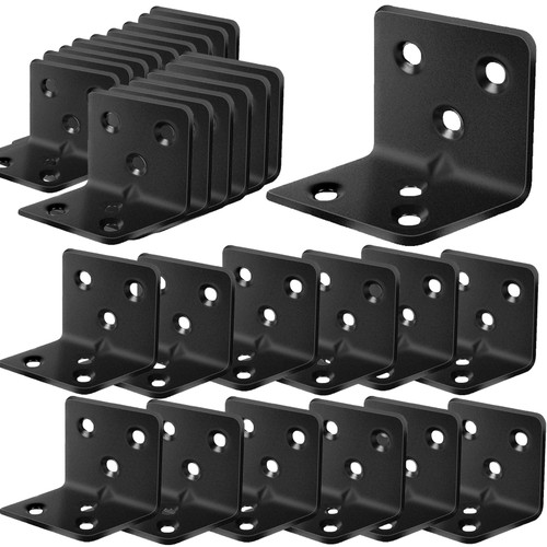 80Pcs 1.2”x1.2”Stainless Steel Black Brackets 1.5”Wide Small Angle Bracket