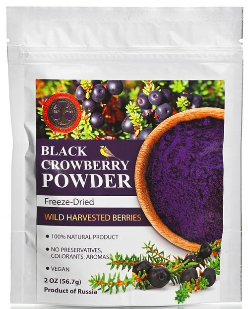 Wild Harvested Black Crowberry Freeze-Dried Powder – 2 Oz, Natural Black Crowberry Powder, No added sugar, No GMOs