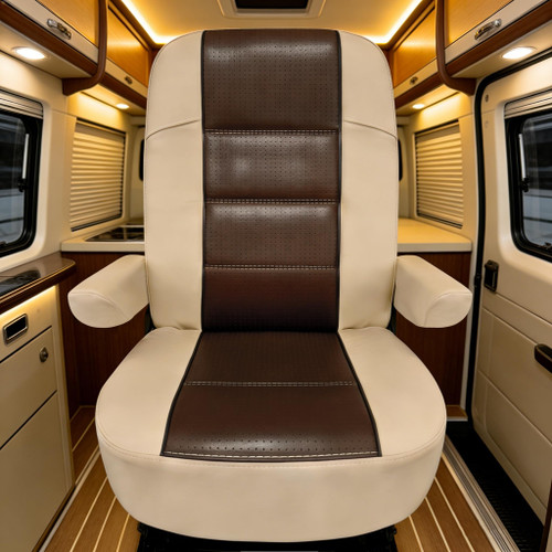 Dulepax RV Seat Covers for Captains Chairs, 2 Pack Motorhome Seat Protectors with Armrest Covers, Breathable PU Leather Seat Chair Cover for Class A Camper Van Trailer