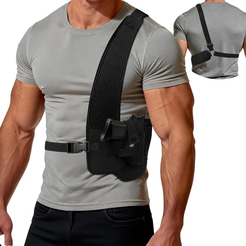 AIKATE Shoulder Holster for 9mm, Gun Shoulder Holster for Men with Magazine Pouch, Universal Chest Holster Fits Subcompact and Compact Pistols for S&W Bodyguard, M&P Shield 9mm, Glock 17, 19, 26, 43