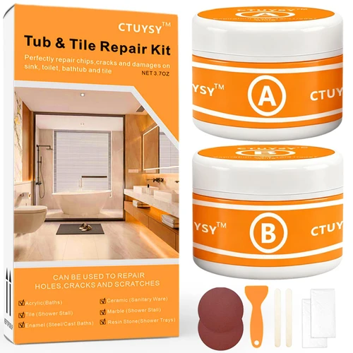 Tub Repair kit White, Enamel, Fiberglass, Ceramic, Tub Tile Toilet Shower Kit,Porcelain Sink chip Filler Acrylic Bathtub Repair Kit for Cracks Chips Dents Holes Scratches Patch and Repairs Chips