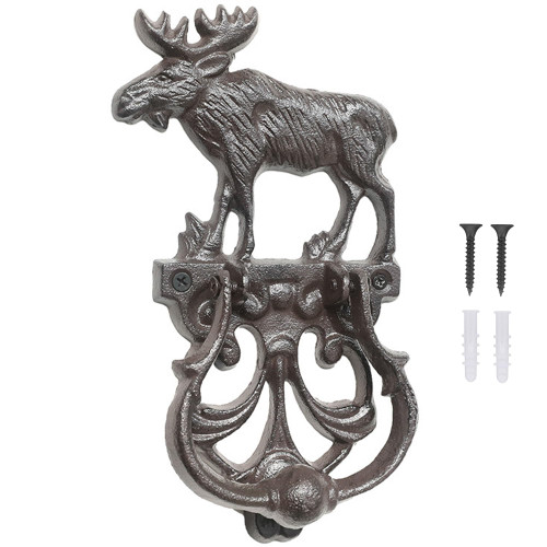 Nenkarn Cast Iron Moose Door Knocker, 9.25 x 5.1 Inch, Rustic Finish