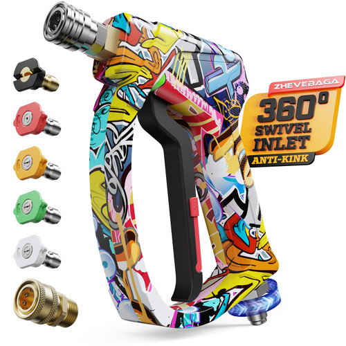 Zhevebaga Short Pressure Washer Gun with Swivel, Power Washer Gun