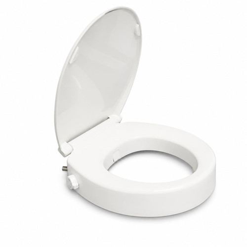 Raised Toilet Seat with Bidet for Seniors, 3" Height, Heavy Duty Slow Close Elevated Toilet Seat with Never Loosen Hinges, Fits Most Round Toilets, No Electric Cold Water Only (Round 16.5'')