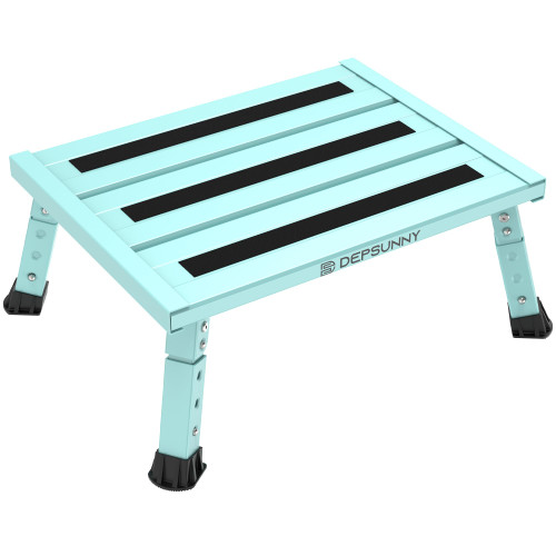 DEPSUNNY Adjustable RV Step Stool, Wide Platform, Foldable Legs, Green