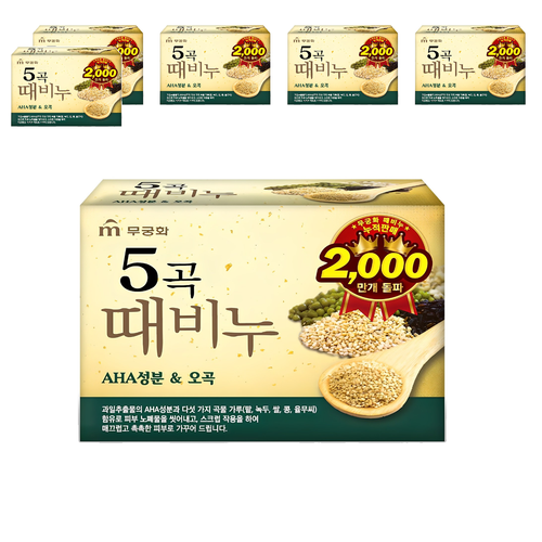 무궁화 오곡때비누, 90g, 6개입/Mugunghwa Five-Grain Exfoliating Soap, 90g, Pack of 6