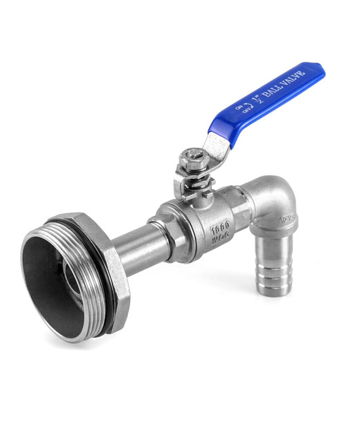 QWORK Drum Faucet for 55 Gallon Steel/Plastic Drum, 2" Stainless Steel Barrel Faucet with 90 Degree 3/4" Outlet and EPDM Gasket, No Leaking, for Water, Diesel, Gasoline, Other Liquids