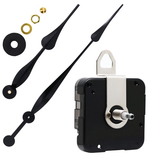 YOUNGTOWN High Torque Long Shaft Clock Movement Mechanism with 12 Inch Long Spade Hands Thread Length is 15.4 mm (39/64 inch) (1 Set)