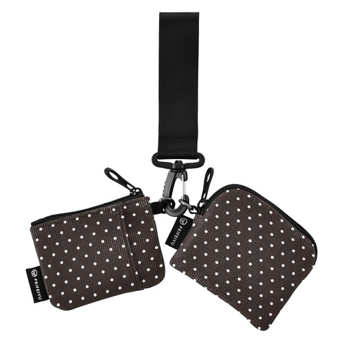 Dual Pouch Wristlet for Women Coin Purse Small Wallet with Zipper Portable Change Purse Mini Coin Pouch Holder Black and White Polka Dots