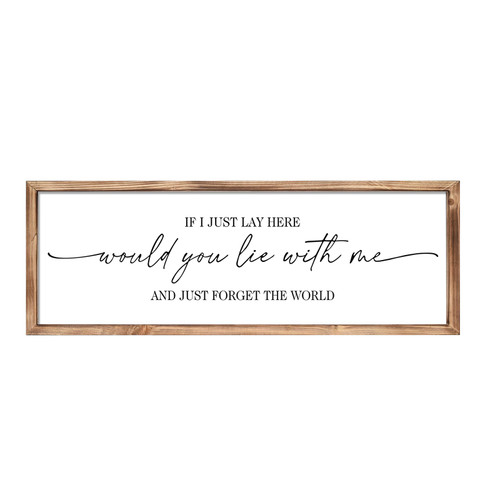 Farmhouse Bedroom Wall Art Above Bed with Title If I Just Lay Here Would You Lie With Me, Large Framed Wall Sign for Master Bedroom Wall Decor, Rustic Wall Art for Home Decor 42 x 15 Inch