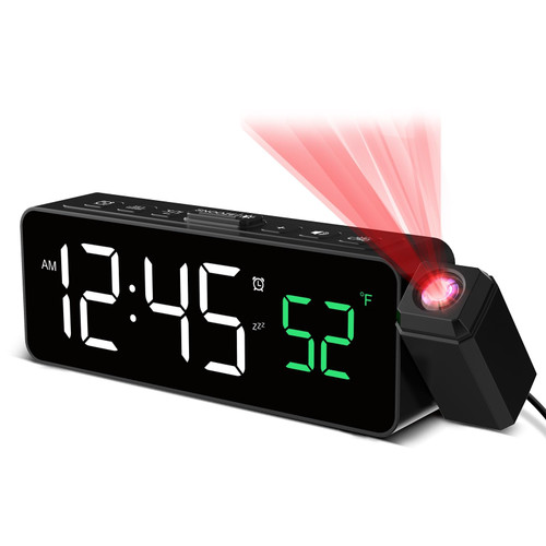 Netzu Projection Alarm Clock for Bedroom Ceiling, Small Digital Clocks
