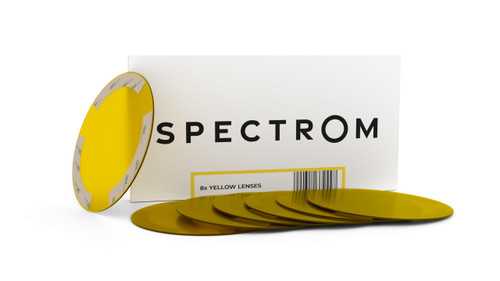 SPECTROM Recessed Light Covers - Yellow 8-Pack, Peel-and-Stick, 5" Lenses - Fits light Opening up to 4", Can Light Covers & Light Gels for Indoor & Outdoor, Ideal for Holiday and Themed Party Decor