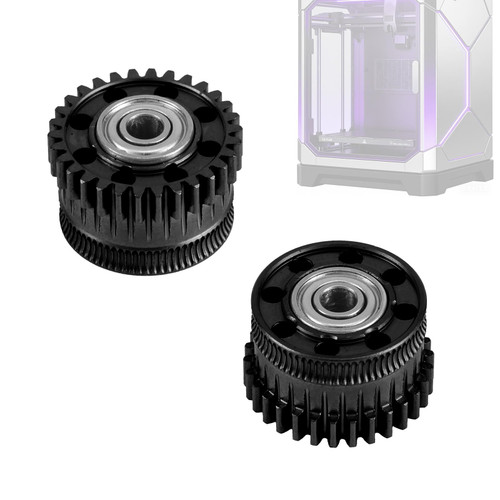 2pcs K2 Plus Extruder Gear for Creality, Hardened Steel & Nano-Coating All Metal Extruder Gear Parts Accessories Kit Compatible with Creality K2 Plus 3D Printer (Black)