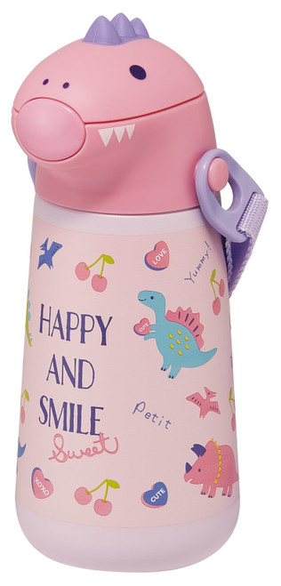 Skater SSH4D-A 3D Stainless Steel Drinking Straw, 12.5 fl oz (370 ml), Vacuum Double Layer, Cold Insulated, Happy & Smile