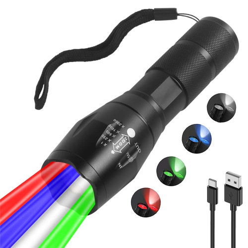WINDFIRE Multicolor Flashlight 4 in 1 LED Flashlights Rechargeable Mini