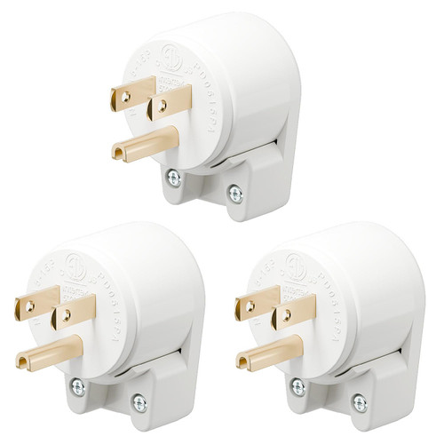 (3PACK) ETL Listed Angled NEMA 5-15P 15A 125V DIY Rewirable Male Plug