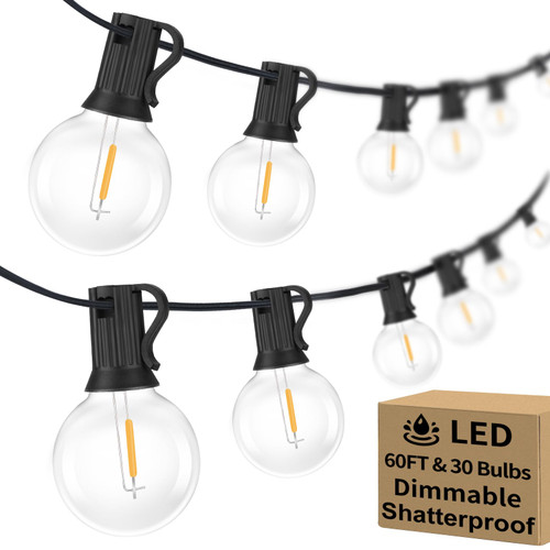 Bosceos 60FT Outdoor G40 LED Globe String Lights Dimmable