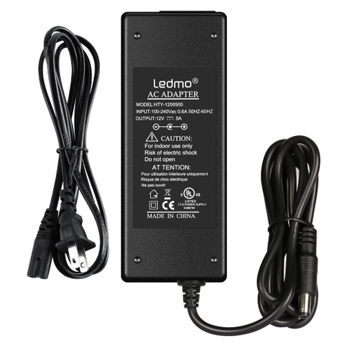 LEDMO Power Supply 12V 5A 60W Max UL-Listed Transformers LED Adapter