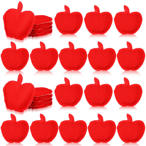 Foilswirl 24 Pcs Apple Shaped Bean Bags for Tossing, Red Apple Cornhole Bags Toss Mini Nylon Filled Dual Sided for Outdoor Family Hand Toss Games Party Supplies