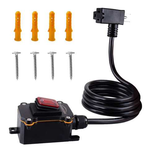 Inline Cord Switch with 10FT Cable Piggyback Plug(3-Pronged), IP67 Waterproof Extension Cord with On/Off Switch, AC/DC 20A-125V,16A-250V Inline Power Switch with Red LED Rocker Button