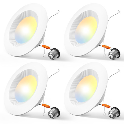Amico 4 Pack 5/6 inch 5CCT LED Recessed Lighting, Retrofit Can Light, White