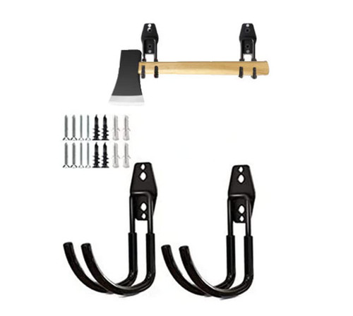 zoele Wall Mount Axe Hanger, Axe Rack Holder, Pickaxe Wall Hook, Garage Power Tool Hanger Wall Hook, Steel Garage Tool Storage Organizer Utility Hooks (Black)