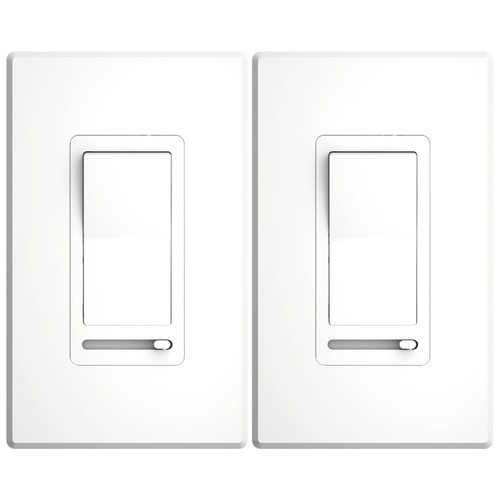 Amico 2 Pack Dimmer Light Switch, 1-Pole or 3-Way, Horizontal Slide, White