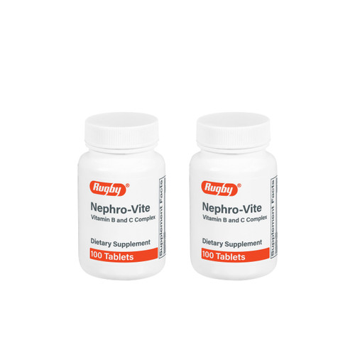 Rugby Nephro-Vite Vitamin B and C Complex Tablets - Dietary Supplement - 100 Count (2 Pack) Rugby Nephro-Vite Vitamin B and C Complex Tablets - Dietary Supplement - 100 Count (2 Pack)