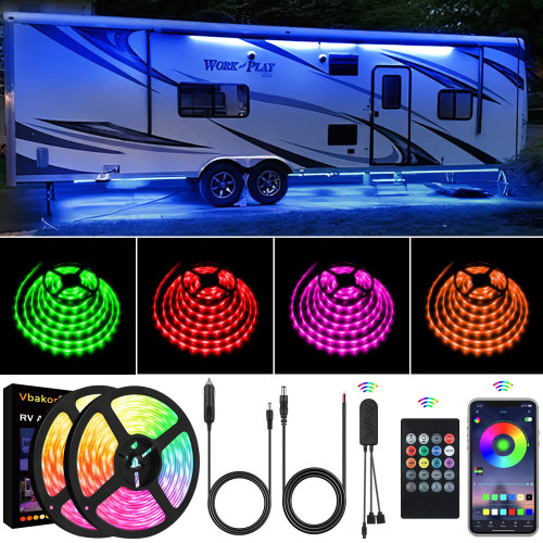 Vbakor RV Awning Lights, 12V 33FT RV Underglow Led Lights Kit