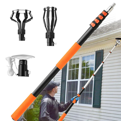 26ft Reach Light Bulb Changer for High Ceilings Telescopic Light Bulb Extension Pole Changer 5-20ft Light Bulb Removal Tool with Baskets and Suction Cup 26ft Reach Light Bulb Changer for High Ceilings Telescopic Light Bulb Extension Pole Changer 5-20ft Light Bulb Removal Tool with Baskets and Suction Cup