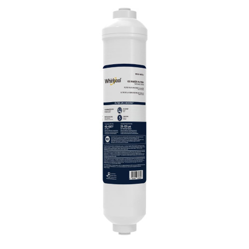Whirlpool Inline Water Filter WHKF-IMTO, 1/4" Quick Connect Fits Refrigerator, Ice Maker, NSF/ANSI 42 Certified Reduces Chlorine Taste & Odor for Drinking Water and Filtered Ice, 6 Month Filter Life
