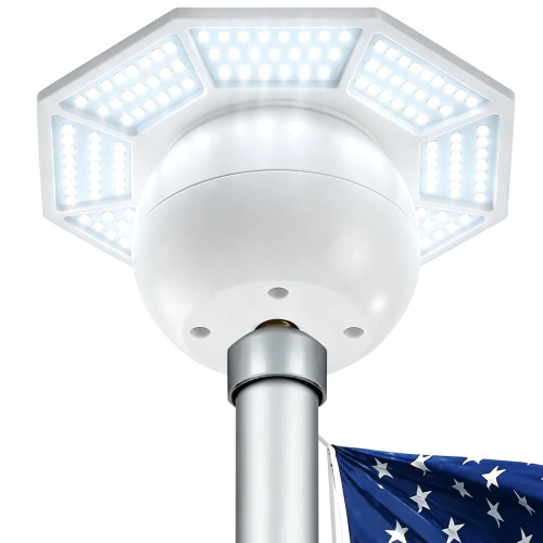 Compact Solar Flag Pole Light, 168 LED, 1400 Lumen Brightness, 5W