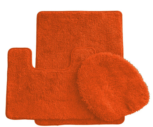 Daniel's Bath & Beyond 3 Piece Solid Luxury Bath Mat, Orange