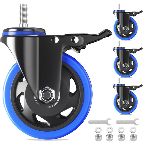 5" Stem Caster Wheels Heavy Duty 2200Lbs Dual Locking Casters Set of 4