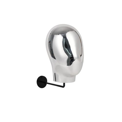 Silver Wall Mounted Mannequin Head for Wig and Hat Display Silver Wall Mounted Mannequin Head for Wig and Hat Display