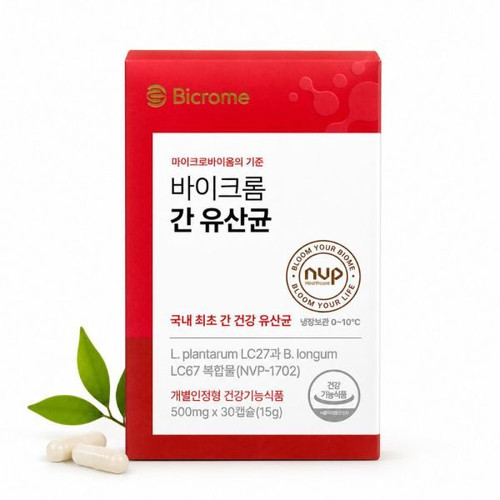 바이크롬 간 유산균 500mg x 30캡슐 1개/ Bichrome Liver Probiotics 500mg x 30 Capsules (1 pack)