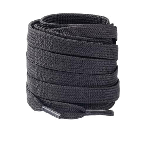 Boolavard 2 Pairs Premium Flat Shoe Laces for Sneakers, Shoelaces for Sneakers, Athletic Shoelaces 8mm Wide (Dark Grey, 120cm)