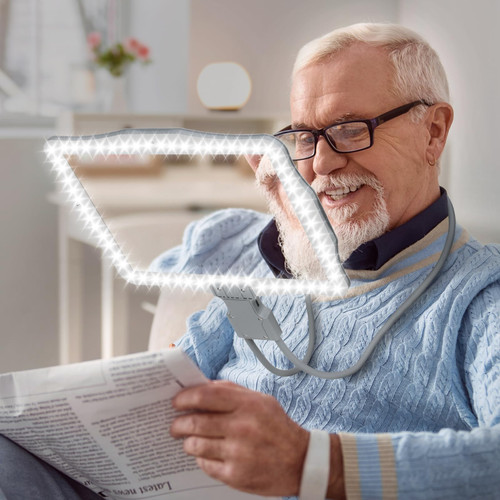 Large Neck Magnifying Glass with Light Hands Free Magnifying Glass for Reading Magnifier with Light Hands Free with 50 LEDs Flexible Gooseneck Full Book Page Magnifier for Seniors Low Vision Elderly