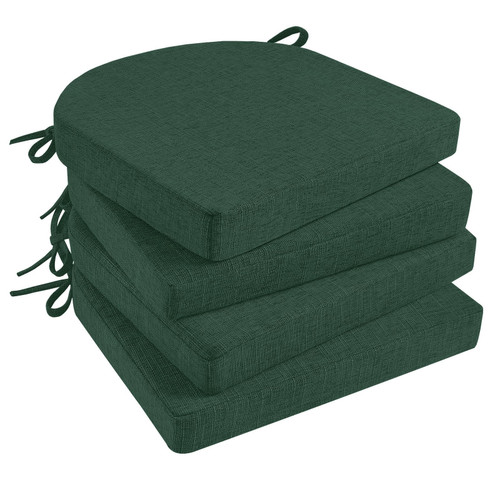 Basic Beyond Chair Cushions for Dining Chairs 4 Pack, Kitchen Chair Cushions with Ties and Non Slip Backing, 16 x 16 inches Chair Pads for Dining Chairs (Forest Green)