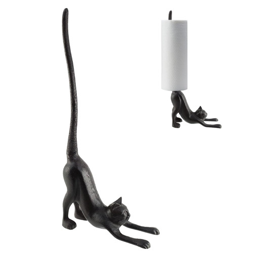 Bitray Cat Cast Iron Paper Towel Holder Toilet Stand 16.5" Kitchen Decor