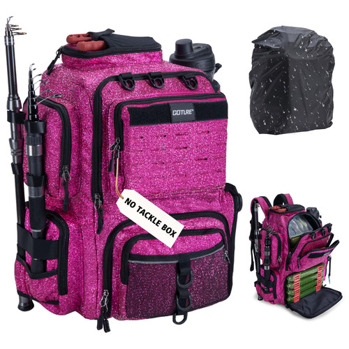 Goture Fishing Tackle Backpack with 2 Rod Holders & Rain Cover