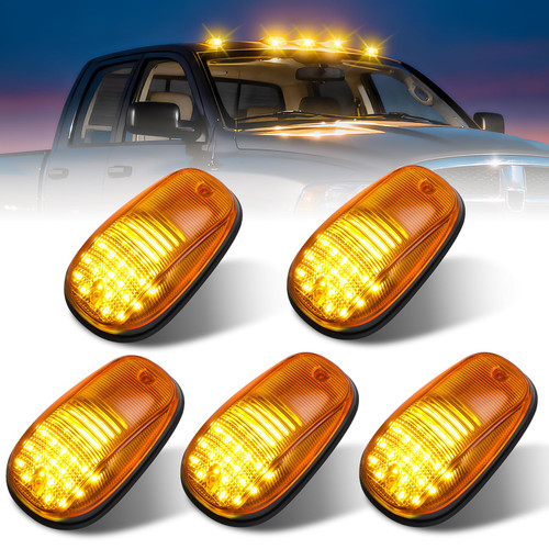 Bestview 5pcs LED Cab Roof Marker Lights Top Clearance Running Lamps for 2003-2018 Dodge Ram 1500 2500 3500/2011-2018 Ram 4500 5500 Pickup Trucks(Orange Lens/Amber Lights)