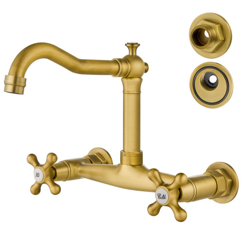 Airuida Antique Brass Wall Mounted Kitchen Faucet,Utility Sink Faucet