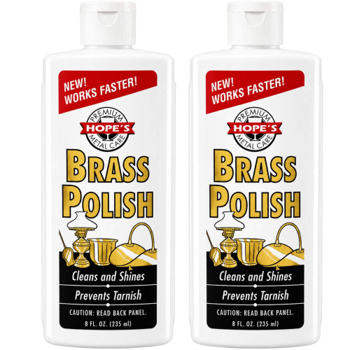 HOPE'S Brass Polish and Cleaner, Prevents Tarnish, Safe for Brass, Copper, Chrome, and Sterling Silver, Metal Polish for Cymbals, Trombone, Trumpet, and Other Instruments, 8 oz, Pack of 2