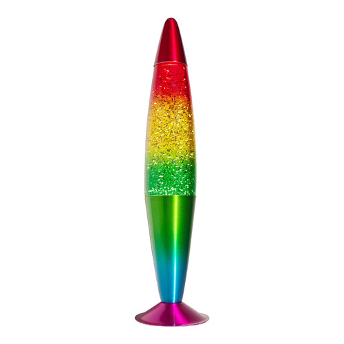16 Inch Rainbow Glitter Lamp, 2 Bulbs,Sparkle Night Light, Relaxing Mood Lamp Home Decor Room Office Bedroom for Adults, Teens and Kids, Red Yellow Green