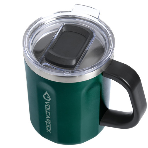 VOLCAROCK 16 Oz Coffee Mug with Handle and Lid, BPA Free Coffee Cup, Keep Cold 6 Hours and Keep Warm 5 Hours, Great Tea Mug for Home Offie and Outdoor Use (Deep Green)