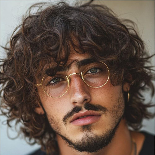 Beweig Mens Short Curly Brown Wig with Bang Synthetic Cosplay Halloween Costume Party Natural Hair Wig