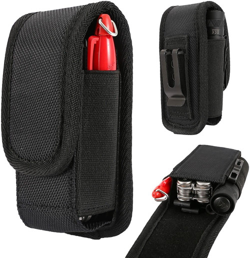 QEES Multitool Sheath for Belt, Tactical Multitool Holster & EDC Pouch, Magnetic Knife Case fits Leatherman Wave Plus Surge Free P4 Super Tool, Heavy Duty Nylon Belt Organizer for Flashlight & Pen