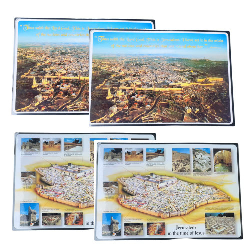 3 Arches USA Religious Placemats Set of 4 - Double Sided Plastic Place Mats with Jerusalem Scenes for Home Decor - Inspirational Holy Land Decor 3 Arches USA Religious Placemats Set of 4 - Double Sided Plastic Place Mats with Jerusalem Scenes for Home Decor - Inspirational Holy Land Decor